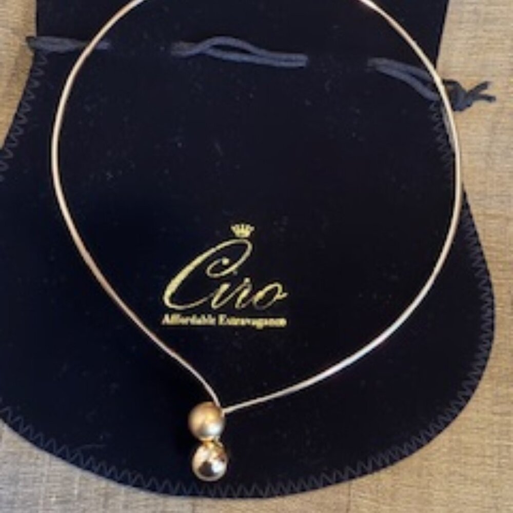 Ciro Brass choker necklace-Polished & matte finished ball ends